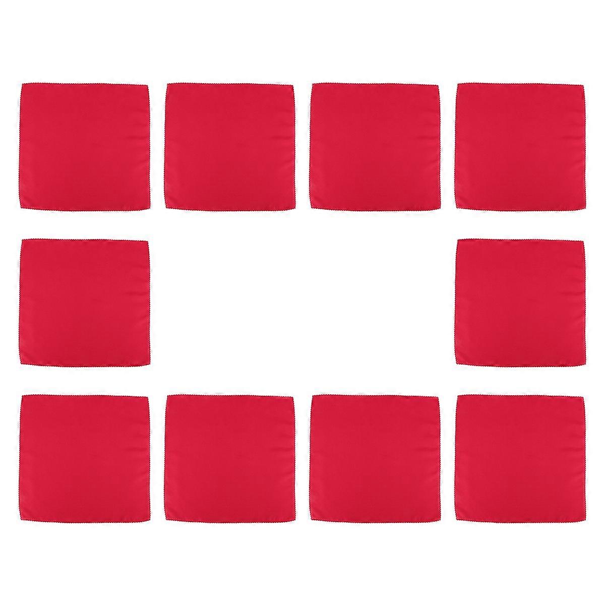 10Pcs 48X48cm Polyester Cloth Napkins for Restaurant, Big Red