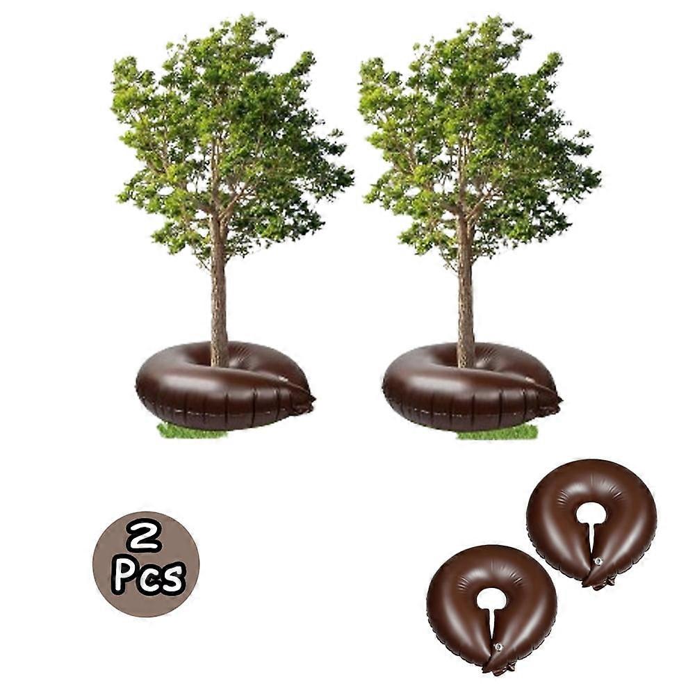 Tutuviw 10 Gal Tree Watering Ring Bag (2 Pack), Slow Release Root Water System, Plastic Planting Bag for Small Trees & Shrubs (Brown)