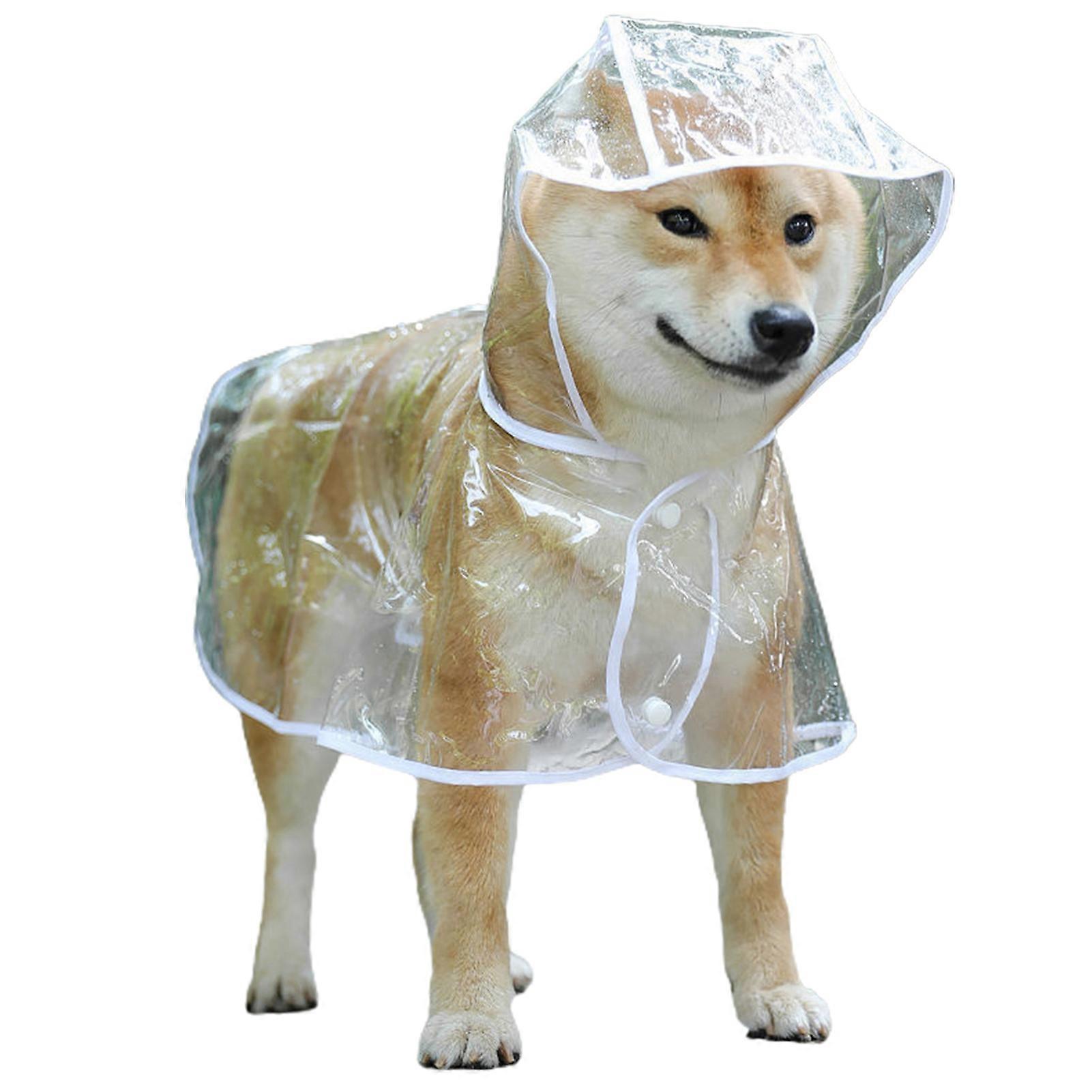 Pet Raincoat Transparent Snap Button Design Hooded Minimalistic Adjustable Windproof Soft Dog
