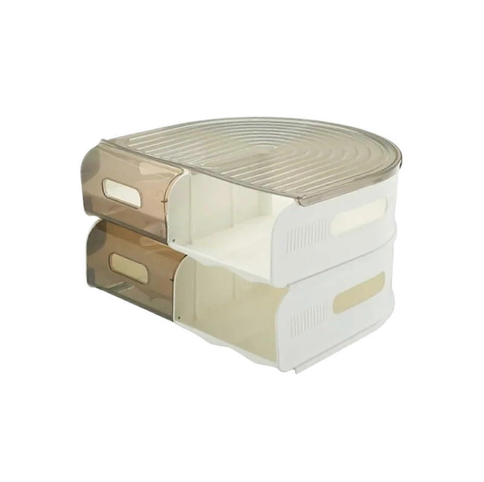 Egg Storage Box Stackable Crisper With Lid 2-Layer Refrigerator Organizer for Eggs and Rolling Kitchen Accessories
