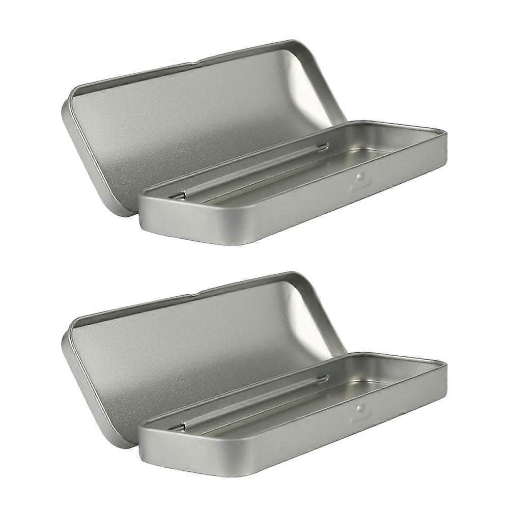 Household Pencil Box Silver Multi-Function Pen Organizer for Storage 6Pcs