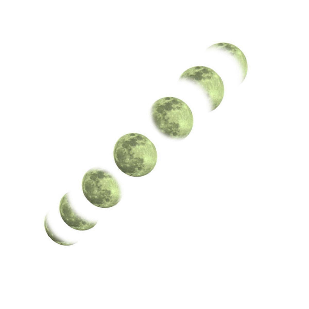 Moon Phase Wall Sticker Luminous Design for Decoration 2Sets