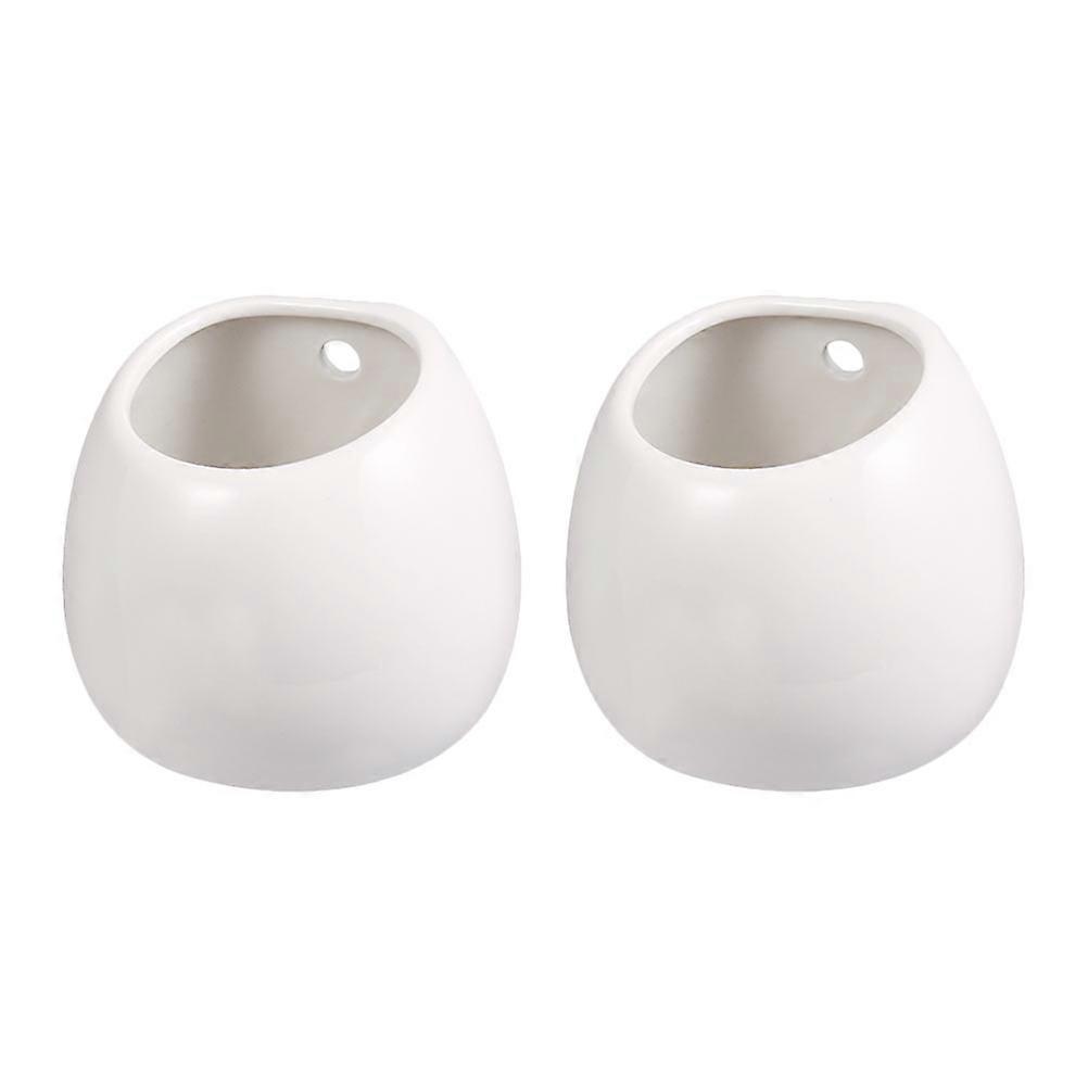 Wall Hanging Flower Pot Ceramic Planter for Home Decor 4Pcs White Ceramic