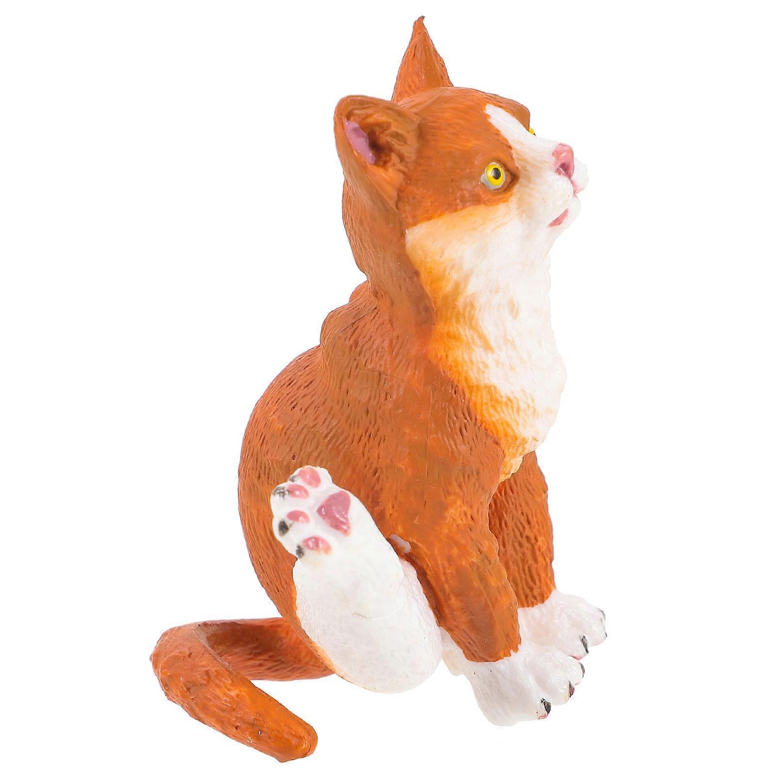 Orange Cat Figurine PVC Decoration for Desktop Use 2Pcs Simulation