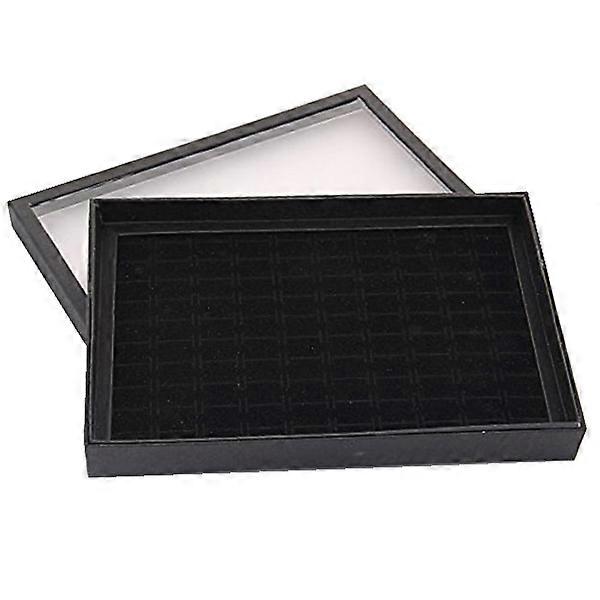 Ring Display Storage Box Holder with 100 Slots for Ear Studs in Black