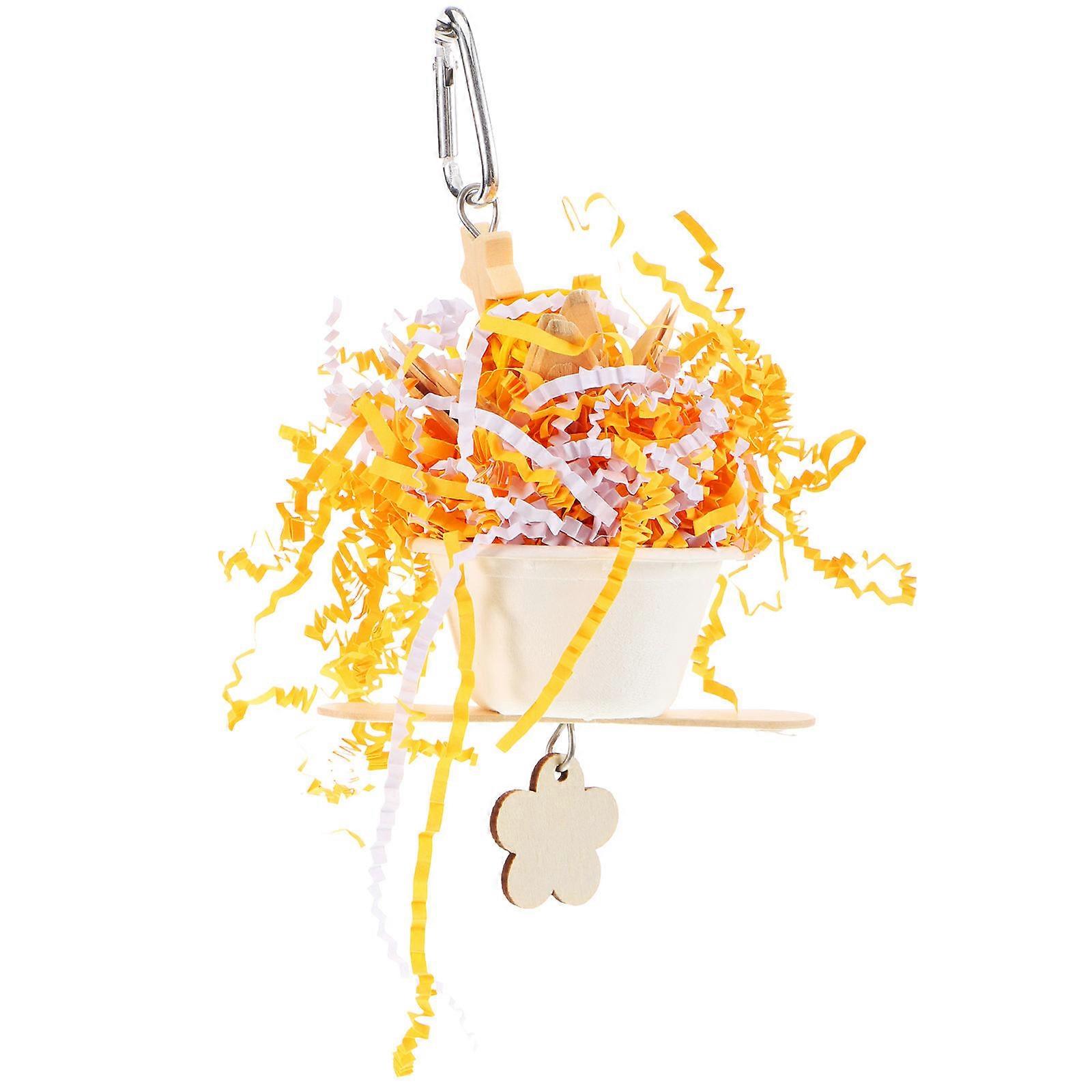 Bird Cage Accessory Yellow Parrot Shredding Hanging Toy for Playing