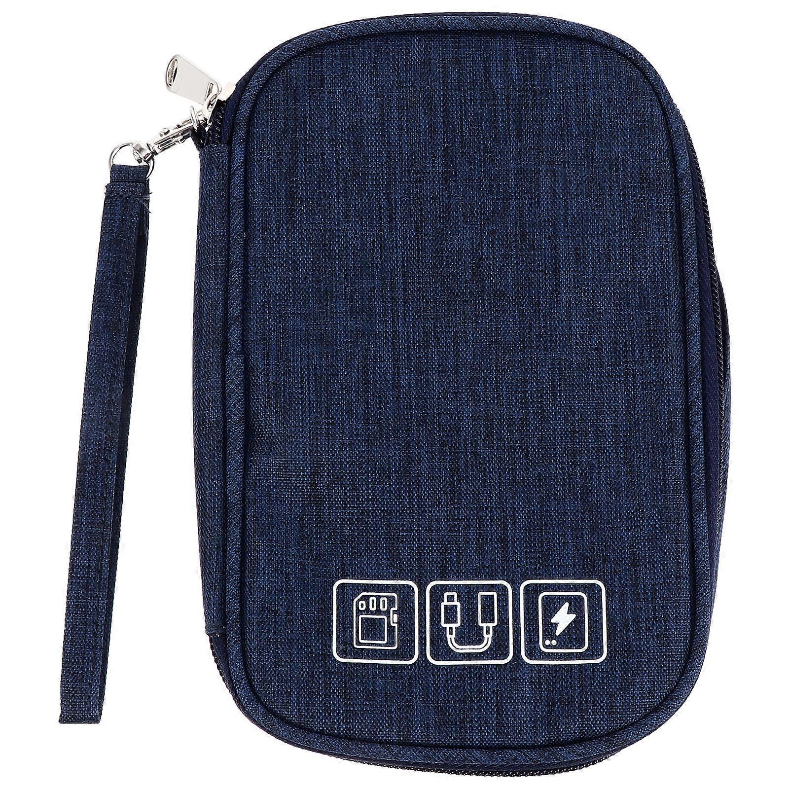 Earphone Accessories Pouch for Cable Organization 3Pcs Dark Blue