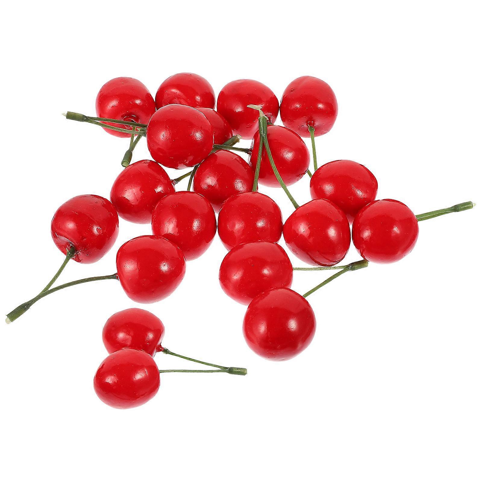Photo Props 20Pcs Red Plastic Artificial Cherry Model Decoration for Decor