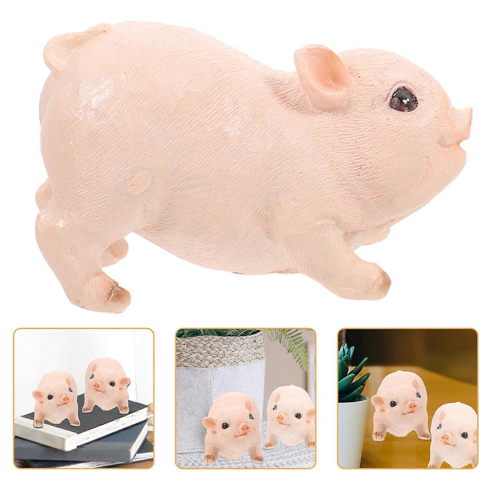 Desktop Pig Statue Craft Decoration 8Pcs Beige Simulation Pig Figurine For Children Color Recognition
