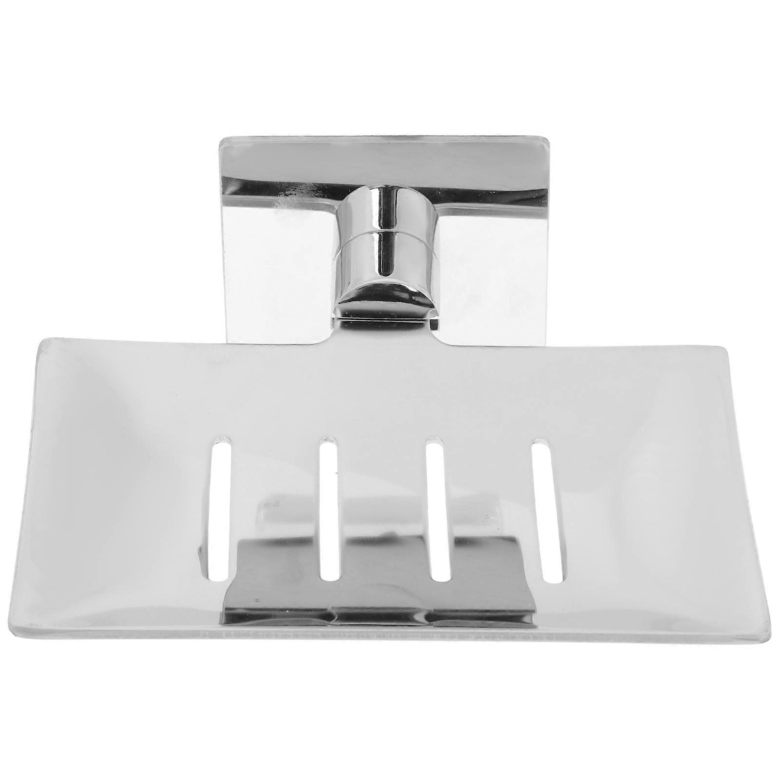4Pcs Self-Draining Shower Soap Rack Stainless Steel For Bathroom Use 12.3x8.2cm Mold Prevention Rectangular Shape