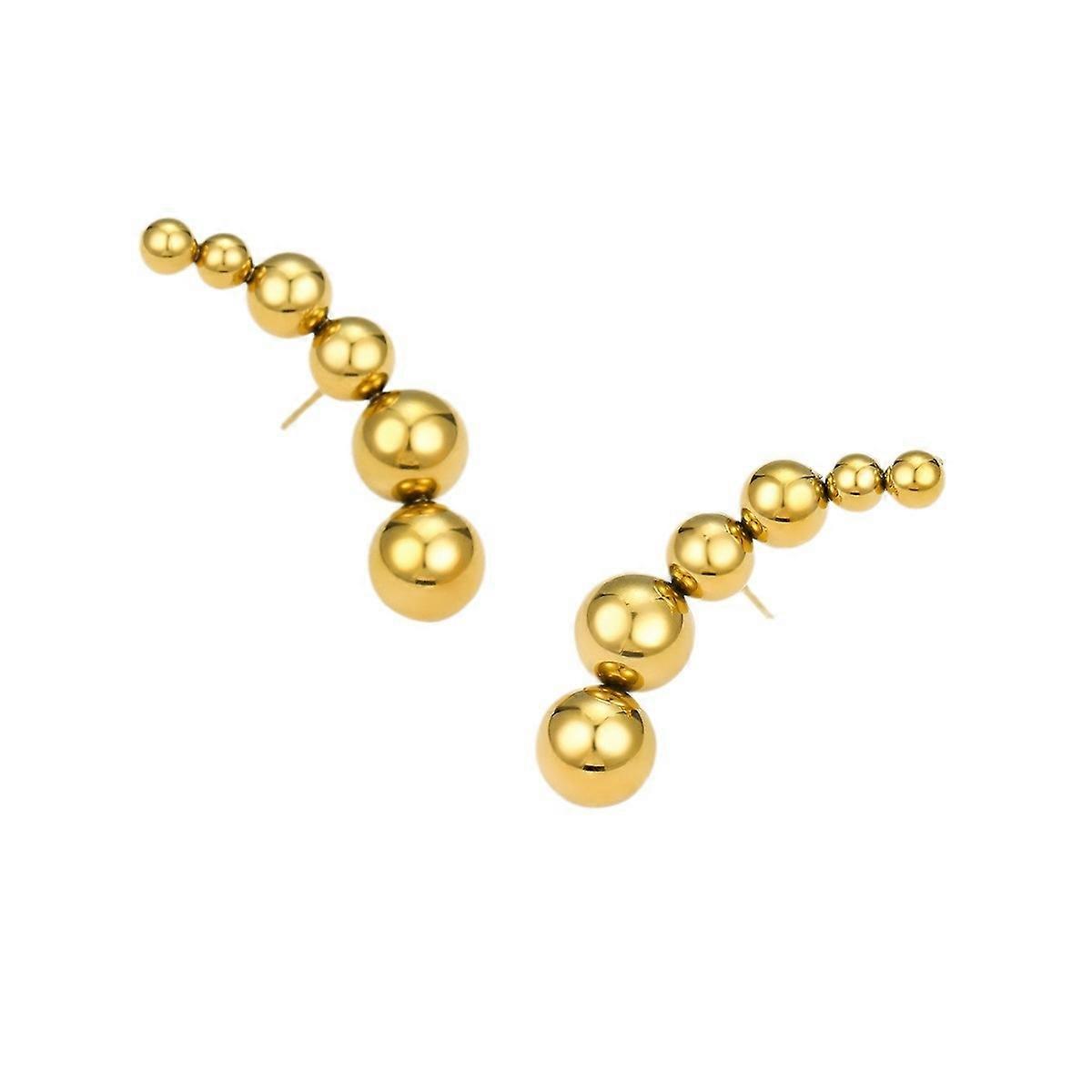 Stud Earrings, Exaggerated Arc Titanium Steel Minimalist Style with Large Small Beads