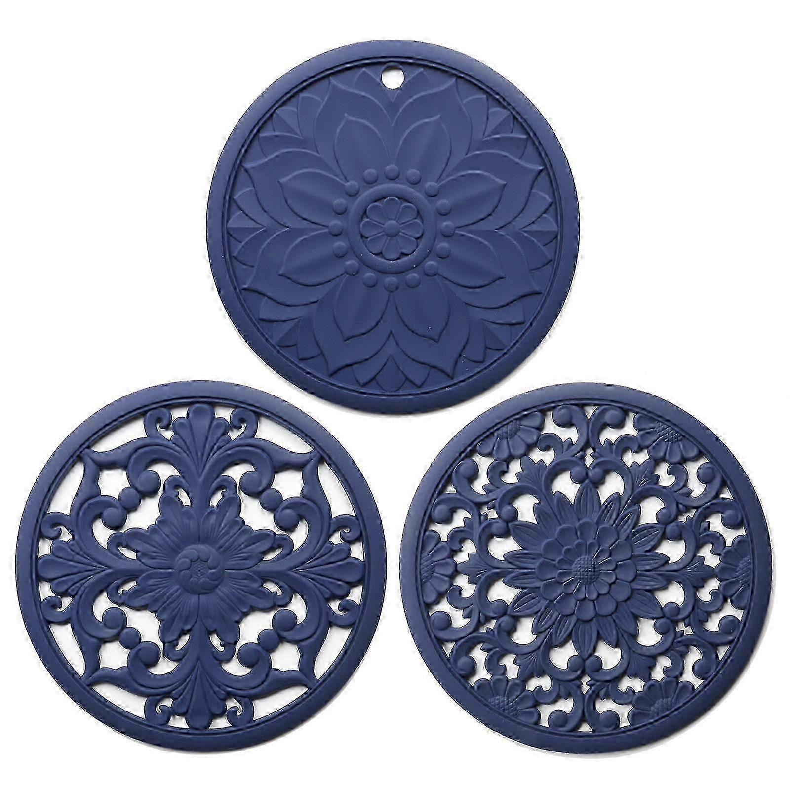 Trivet Mat Set with Carved Patterns Hot Pot Hot Pads QQQ