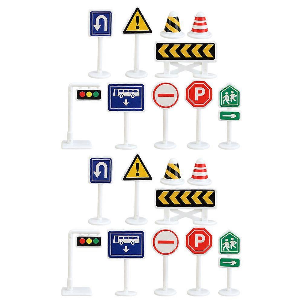 Traffic Signs Playset Mini Toy Road Signs Playtime Imagination Development Rectangular 80 Pcs