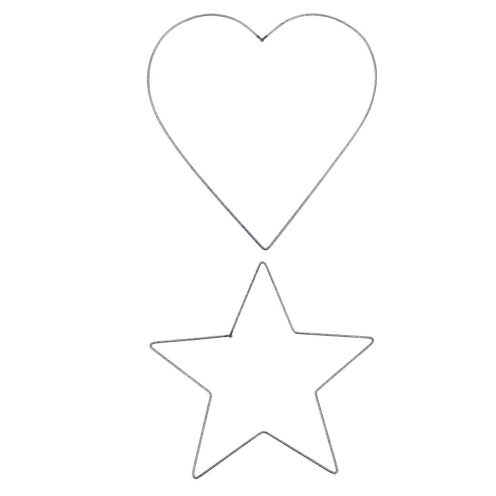 Five-Pointed Iron Wreath Frame for Decor 2Pcs DIY Heart Christmas Accessory