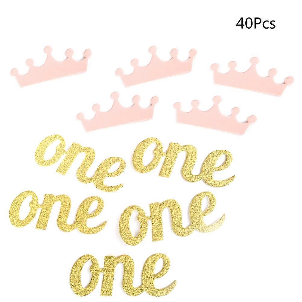 Conjunto de decoração de coroa rosa com 20 peças e topo de bolo dourado com glitter para festas de primeiro aniversário e chás de bebê com cores sortidas