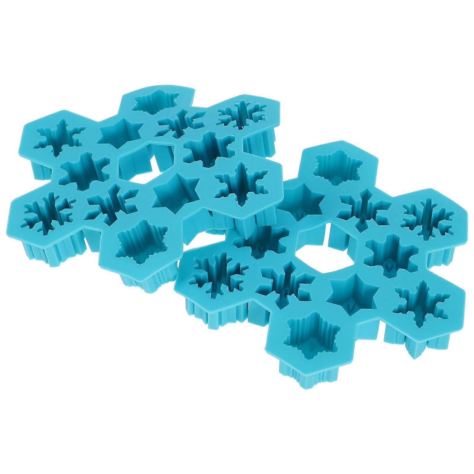 Cake Mold Silicone Tray for 6Pcs 12 Grids Snowflake Shape Sky Blue