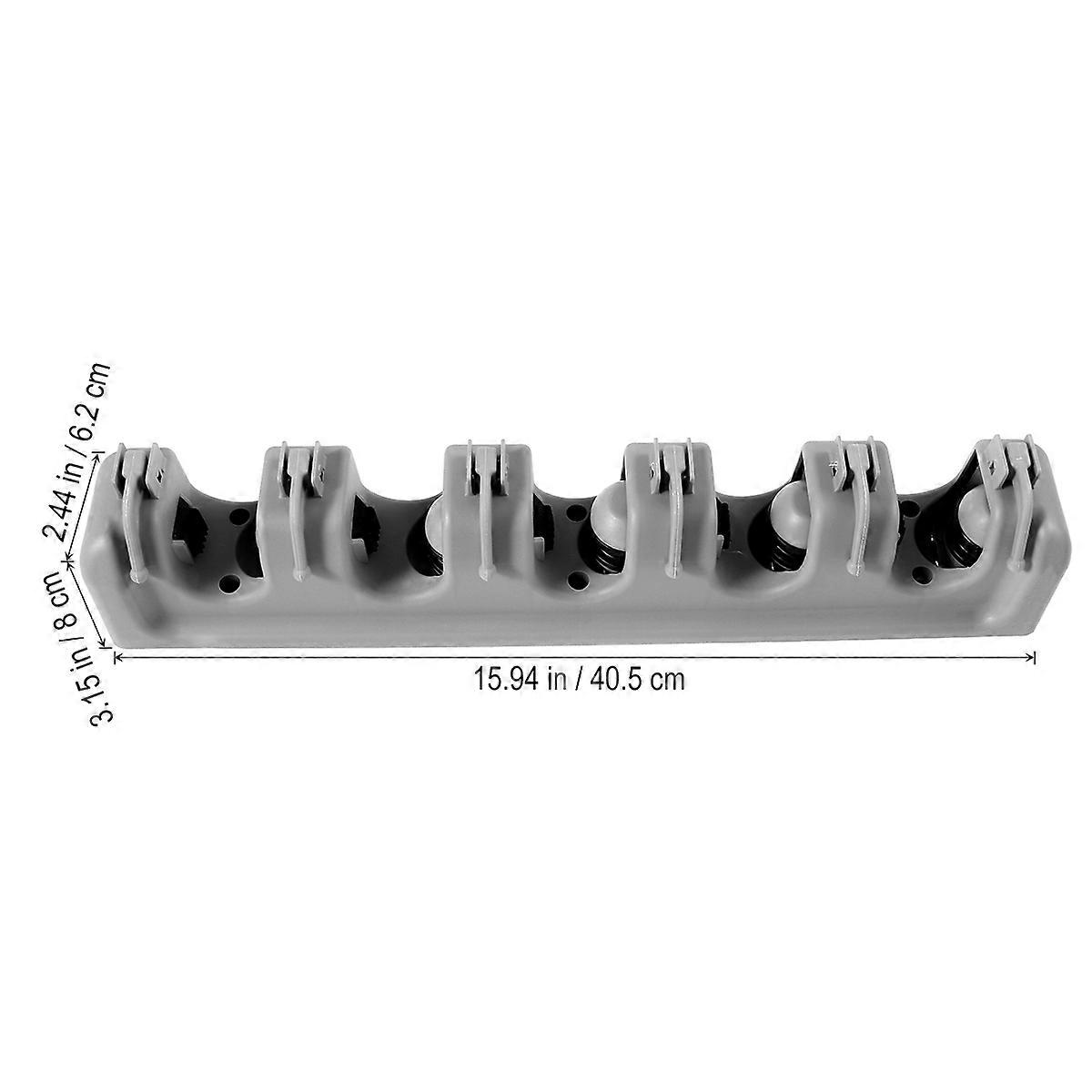 Mop Holder Wall Mounted Storage Rack for Organizing 3Pcs with 5 Ball Slots and 6 Hooks