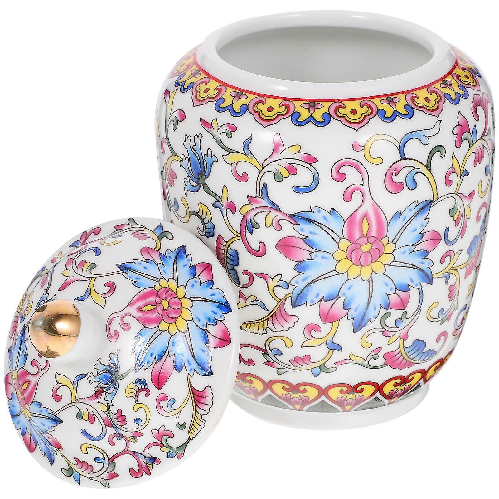 Ceramic Tea Jar Airtight Storage Multi-Function Vintage Chinese Style Kitchen Canister 3Pcs
