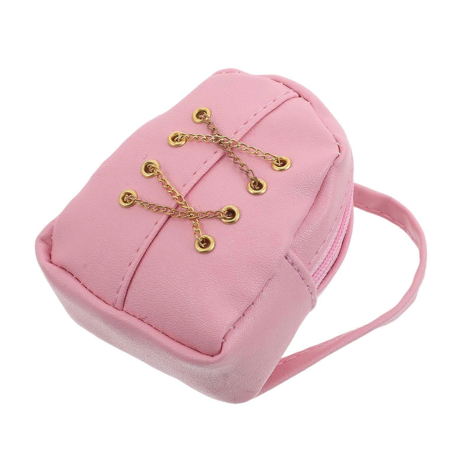 Doll Zipper Backpack Pink for Decoration Mini Doll Bag Accessory
