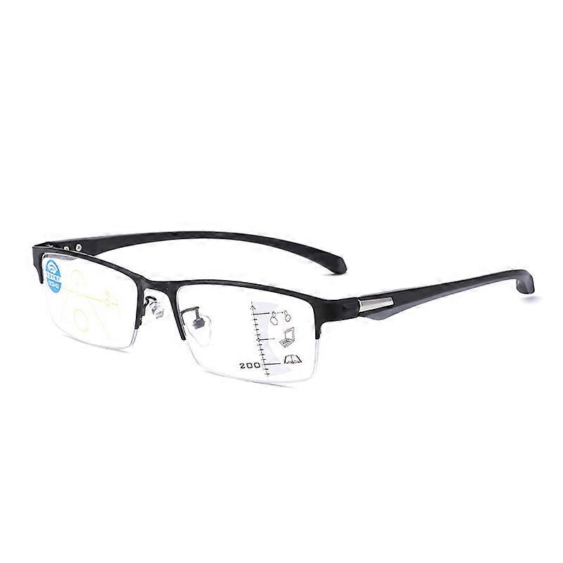 Presbyopia glasses with progressive multi focus and dual-purpose anti blue light zoom+200 degrees