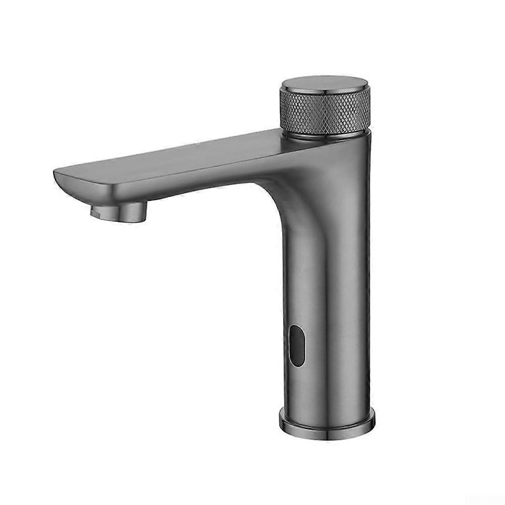 304 Stainless Steel Infrared Sensor Faucet Ergonomic Touch Design Adjustable Temperature Gray Finish