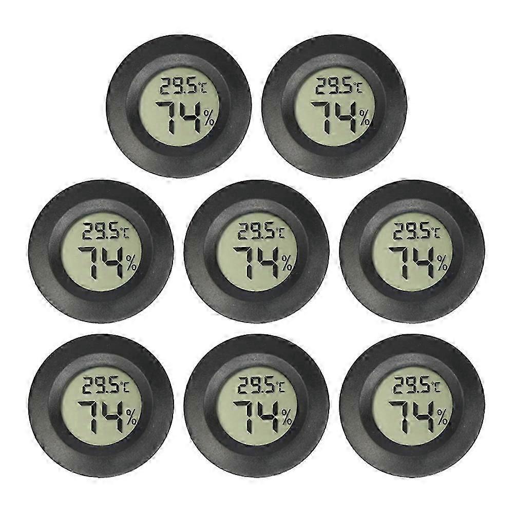 8PCS Mini LCD Digital Thermometer Hygrometer Round Temperature Humidity Sensor for Freezers Wine Cooler Crawling Pet Box