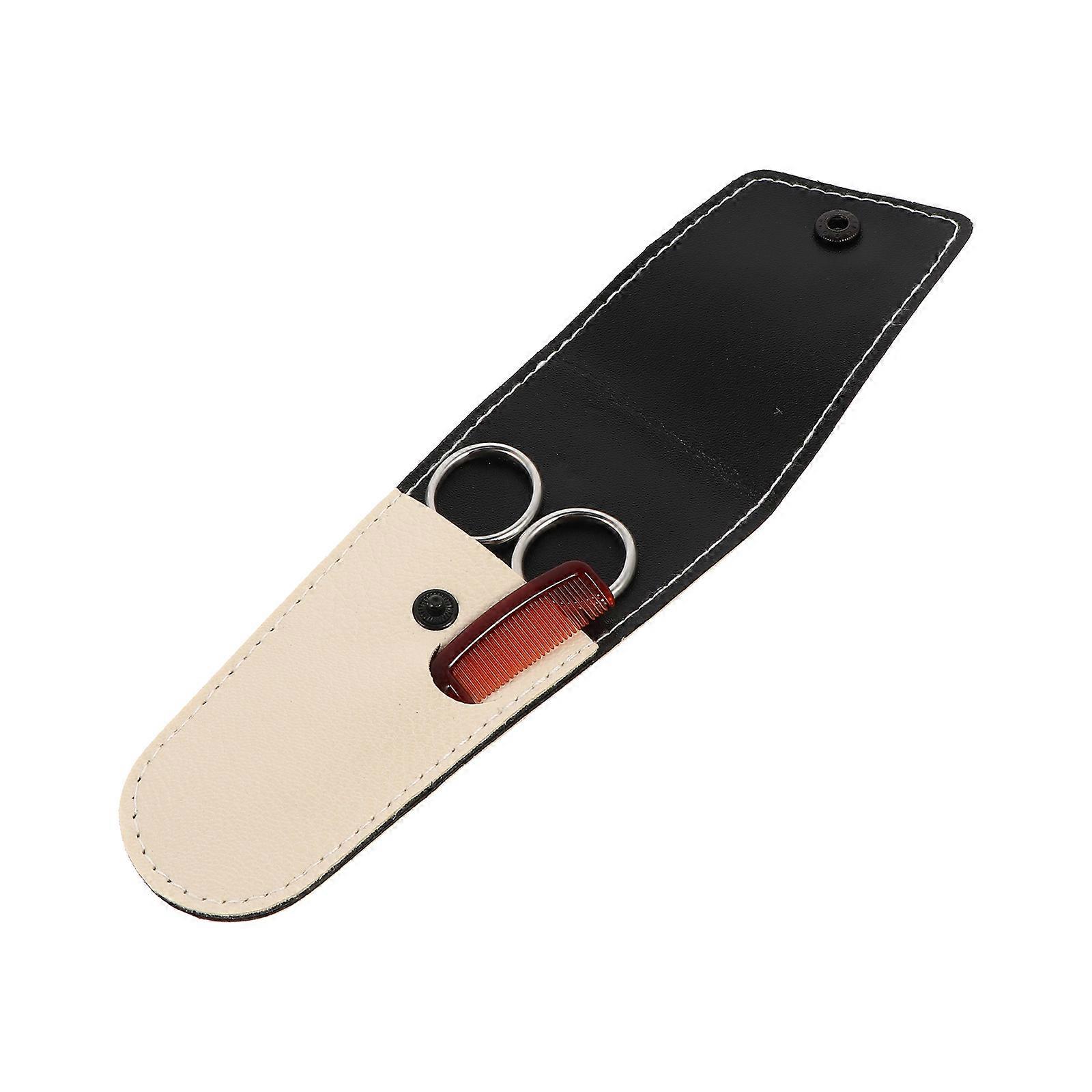 Nose Hair Scissors Beard Trimming Scissors Kit 2Sets with Comb and Storage Bag