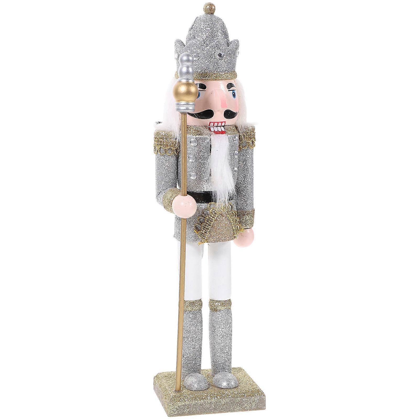 Desktop Wooden Nutcracker Decor Xmas Nutcracker Ornament for 2Pcs Christmas