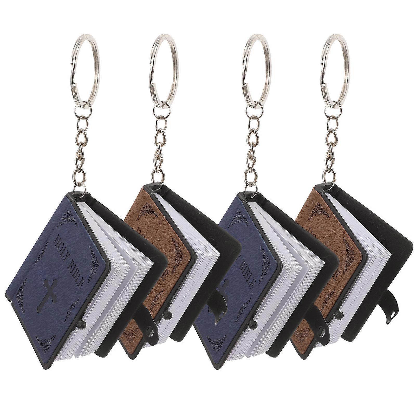 Bible Pendant Bible Key Rings for Decor Use 4Pcs Assorted Color Keychains