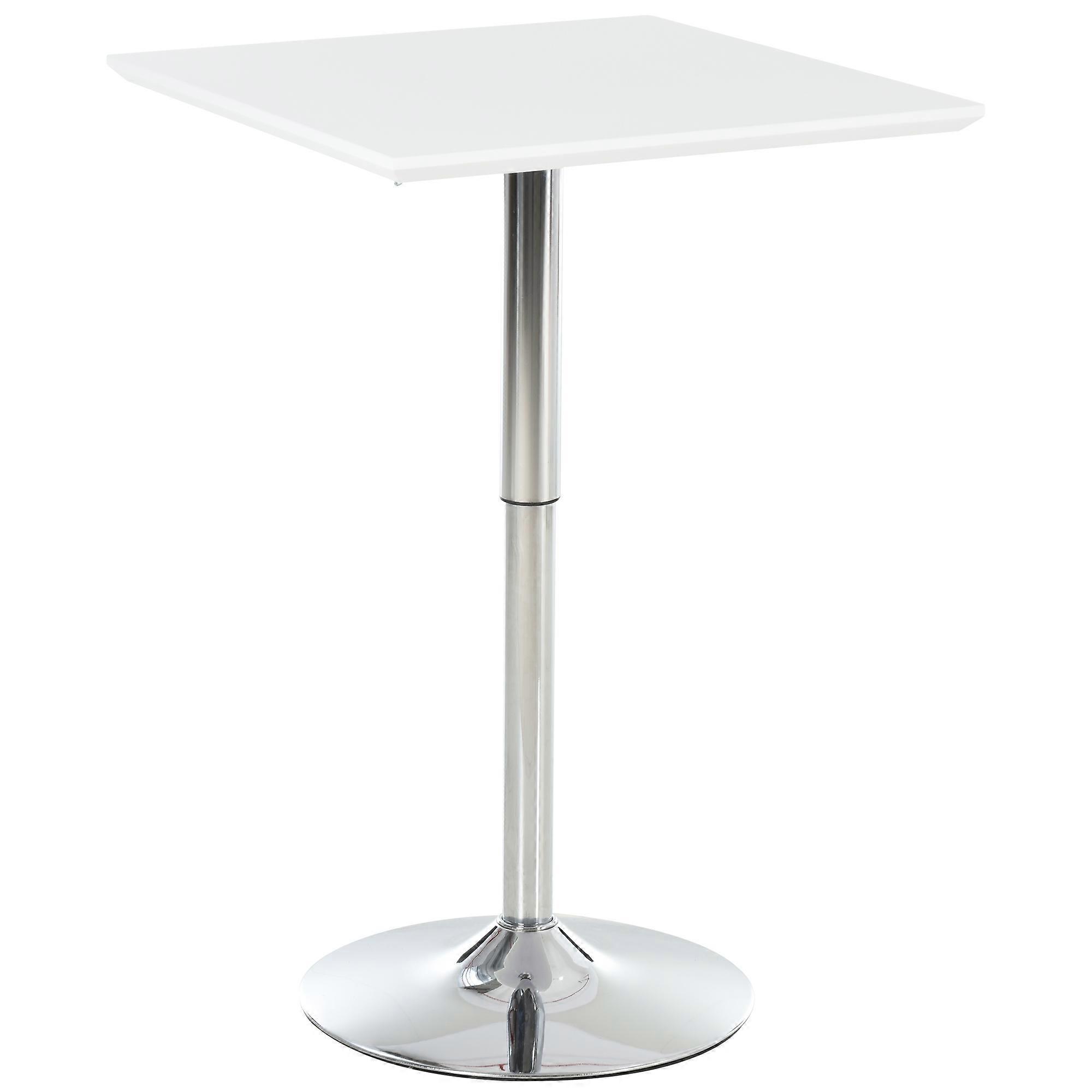 White Adjustable Height Square Kitchen Table 60x60cm Steel