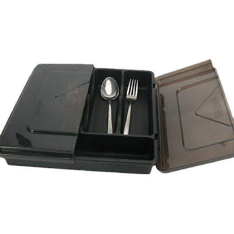 Cutlery Storage Box with Lid Multi-Function Compartment Tableware Organizatio