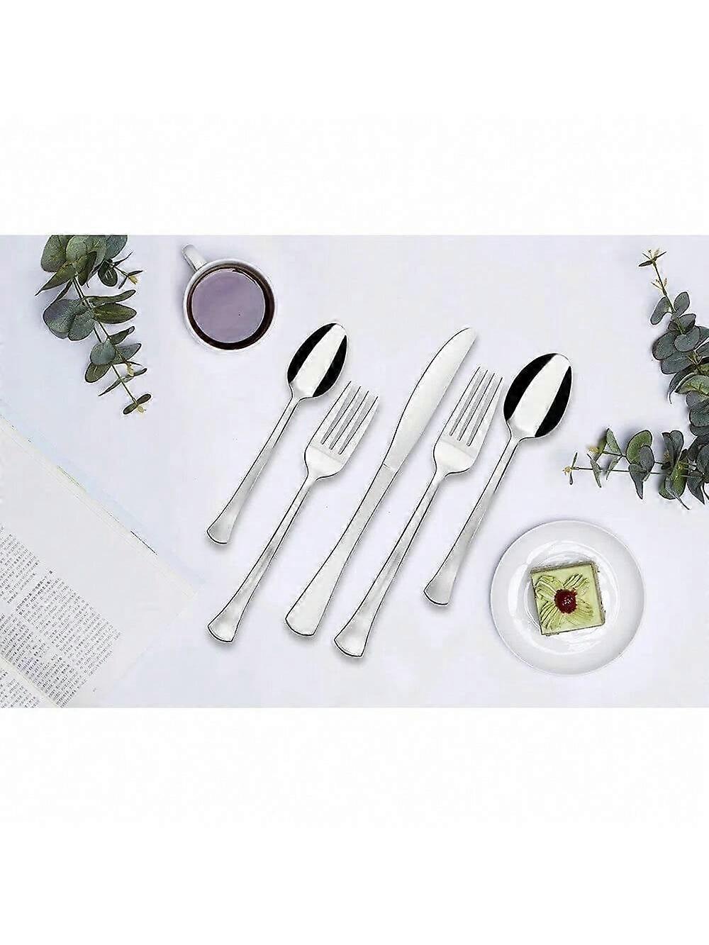 20-Piece Stainless Steel Flatware Set, Service for 4, Compatible with Silverware Sets – Spoons, Forks, Knives, Teaspoons for Family & Daily Use