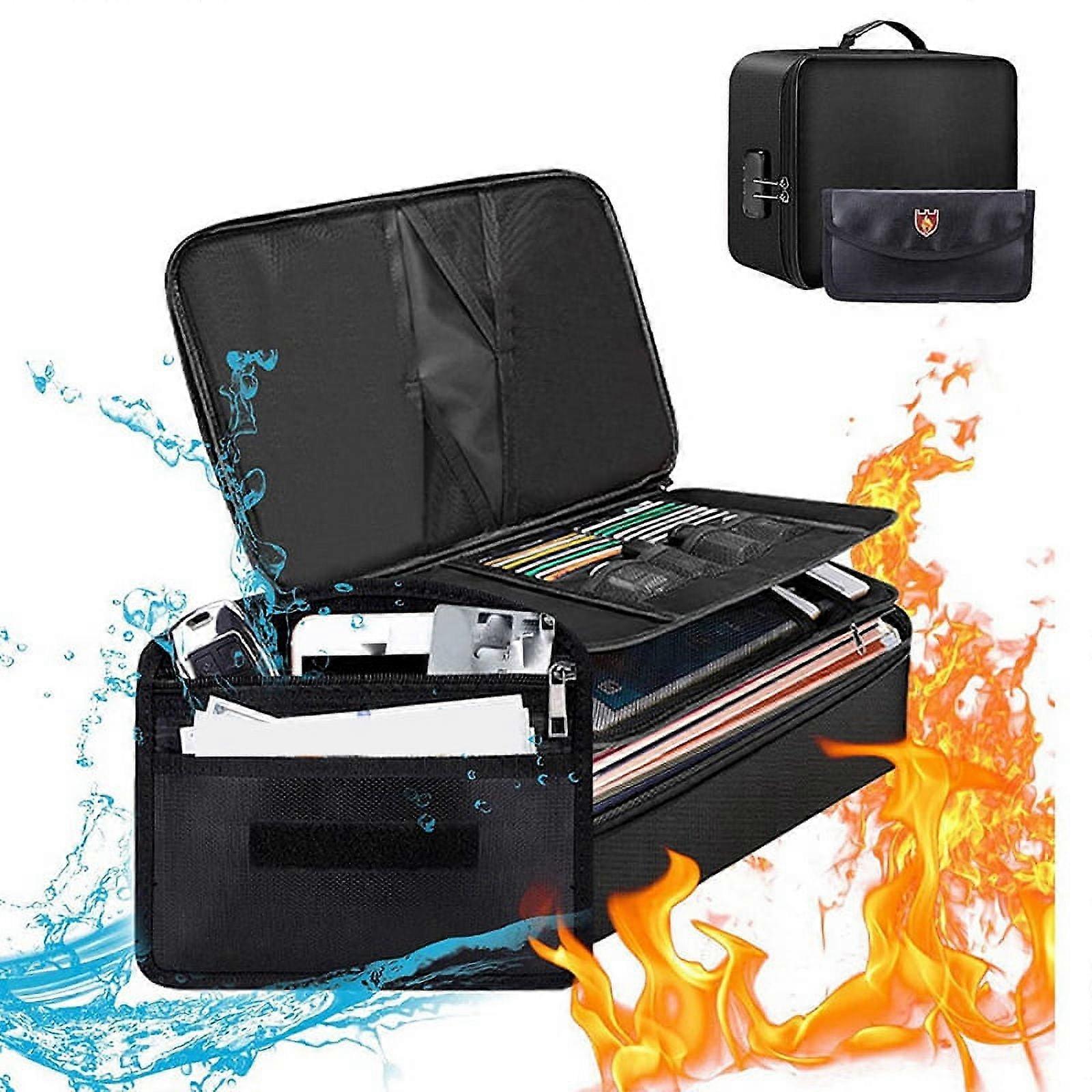 Fireproof and Waterproof Document Box with Money Bag,with Lock