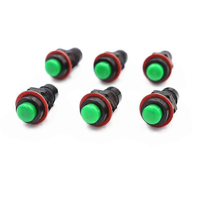 Push Button Switch 10mm Round Green SelfLocking 6Pack