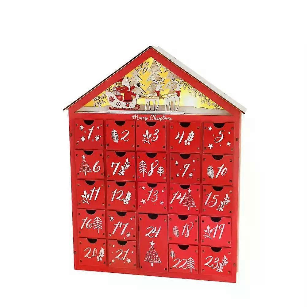 Red House Christmas Wooden Advent Calendar With 24 Storage Drawers Countdown To Christmas Decoration Candy Storage Box