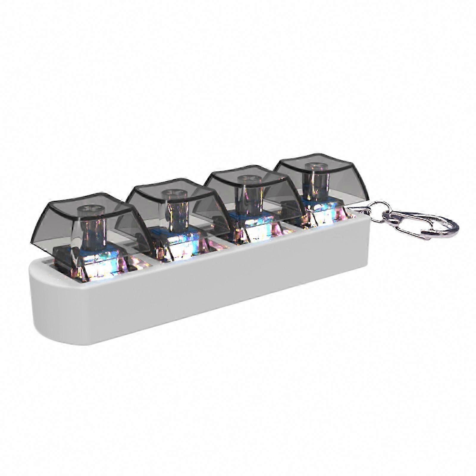 4-Key Mechanical Keycap Tester Keychain with LED for Stress Relief at Home or Office