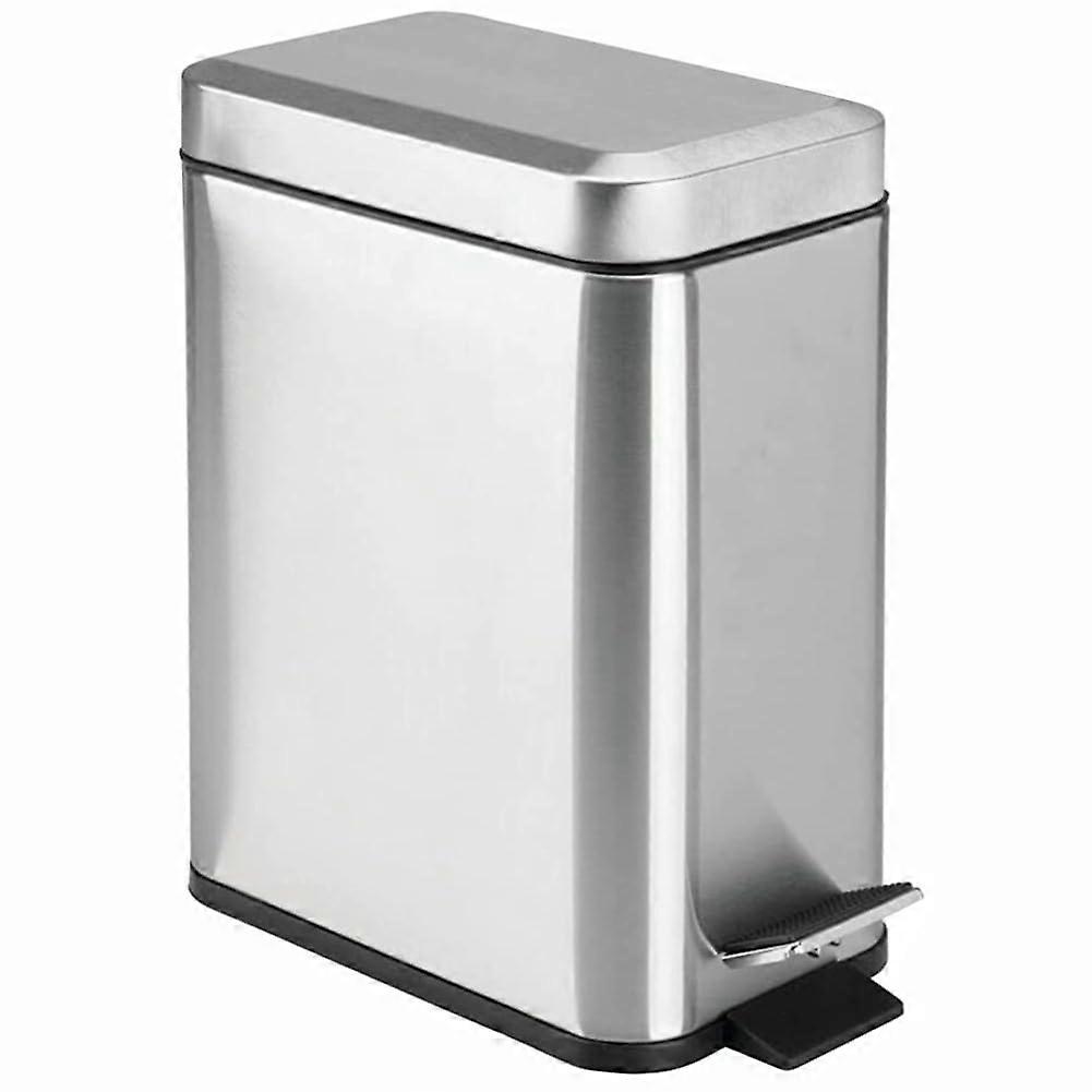 Household Flip Trash Can Soft Close Rectangular 5L With Slip Liner Lid Mini Trash Basket Slim Bathroom Decor