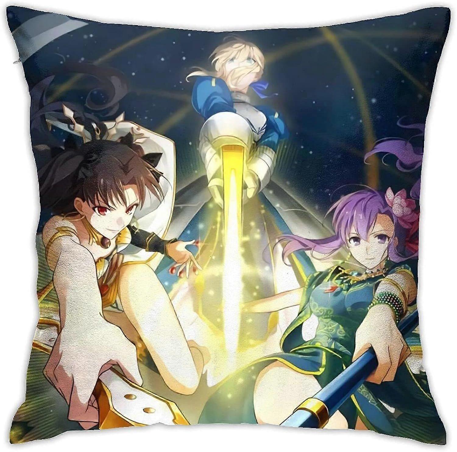 y1048 Fatestayナイトアニメ枕両面スタイリッシュな印刷スロー枕カバーソフト枕カバー寝室ソファ装飾クッションカバー18 "18" in -TB