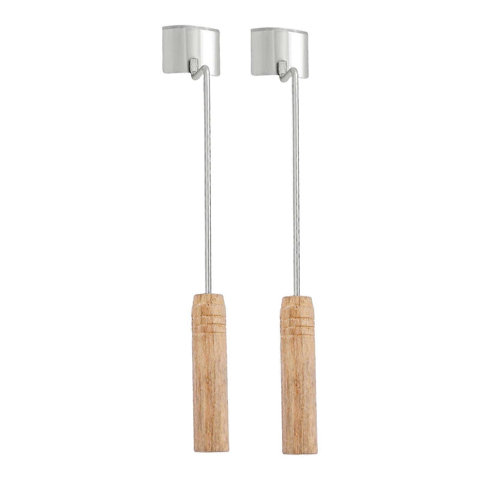 2pcs Rustproof Stainless Steel Corn Peeler With Wooden Handle Easy Maintenance Kernel Remover Vegetable Scraping Tool Multicolor