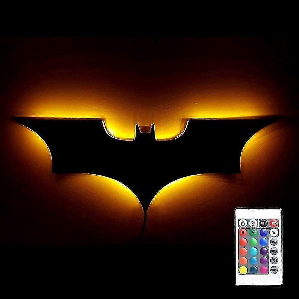 Innovative 3D Bat Wall Light RGB LED for Bedroom, Gaming Room, and Bar Decoration with Remote Control Option