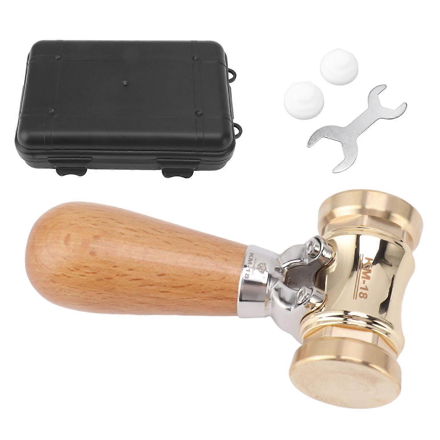 Woodworking Chisel Mallet Beech Wood Carpenter Hammer with Replaceable Solid Brass Head for Flooring