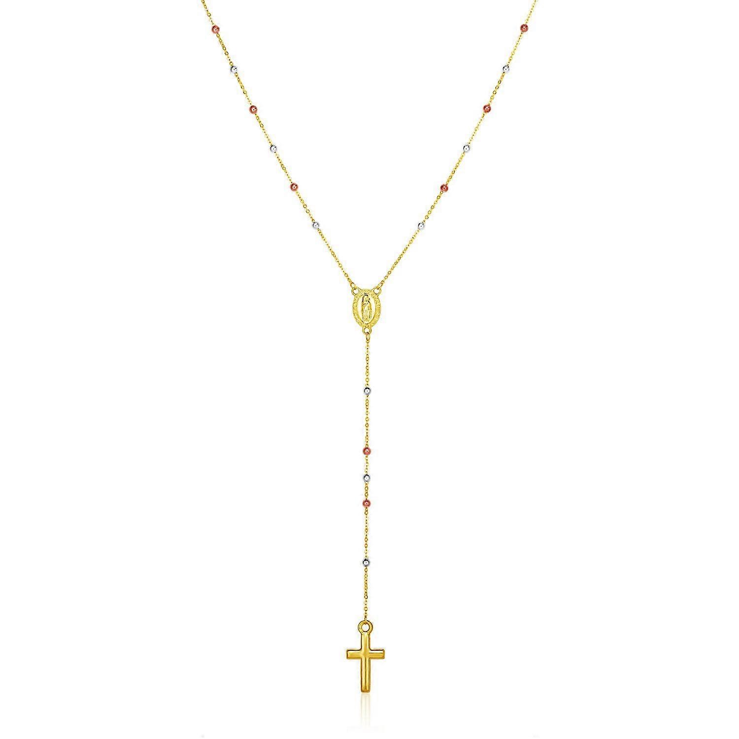 14k Tri Culoare Aur Lariat Rosary Colier