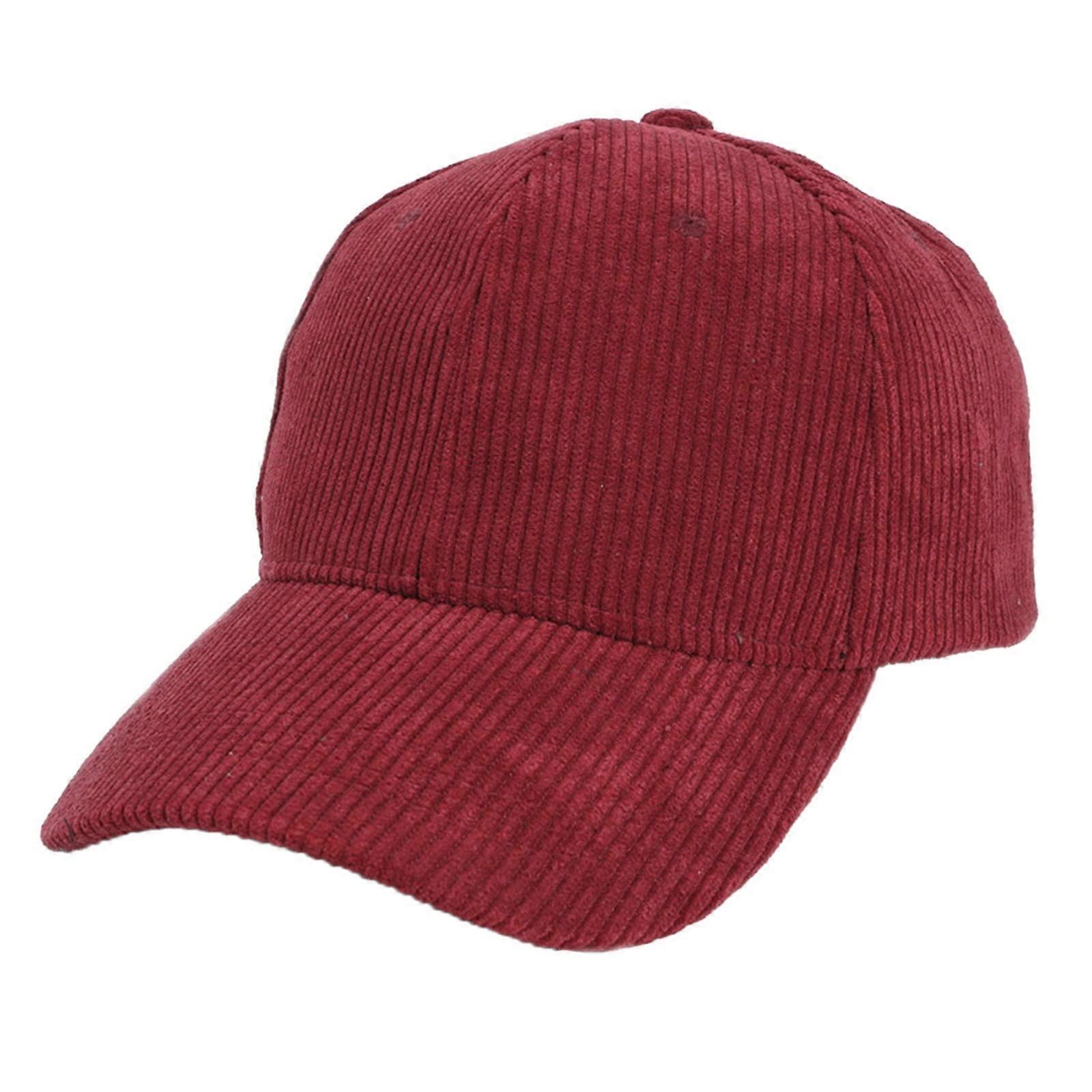 Highlight Cap Unisex Corduroy Baseball Hat Adjustable Snapback Visors Solid Summer Cap Wine Red One Size