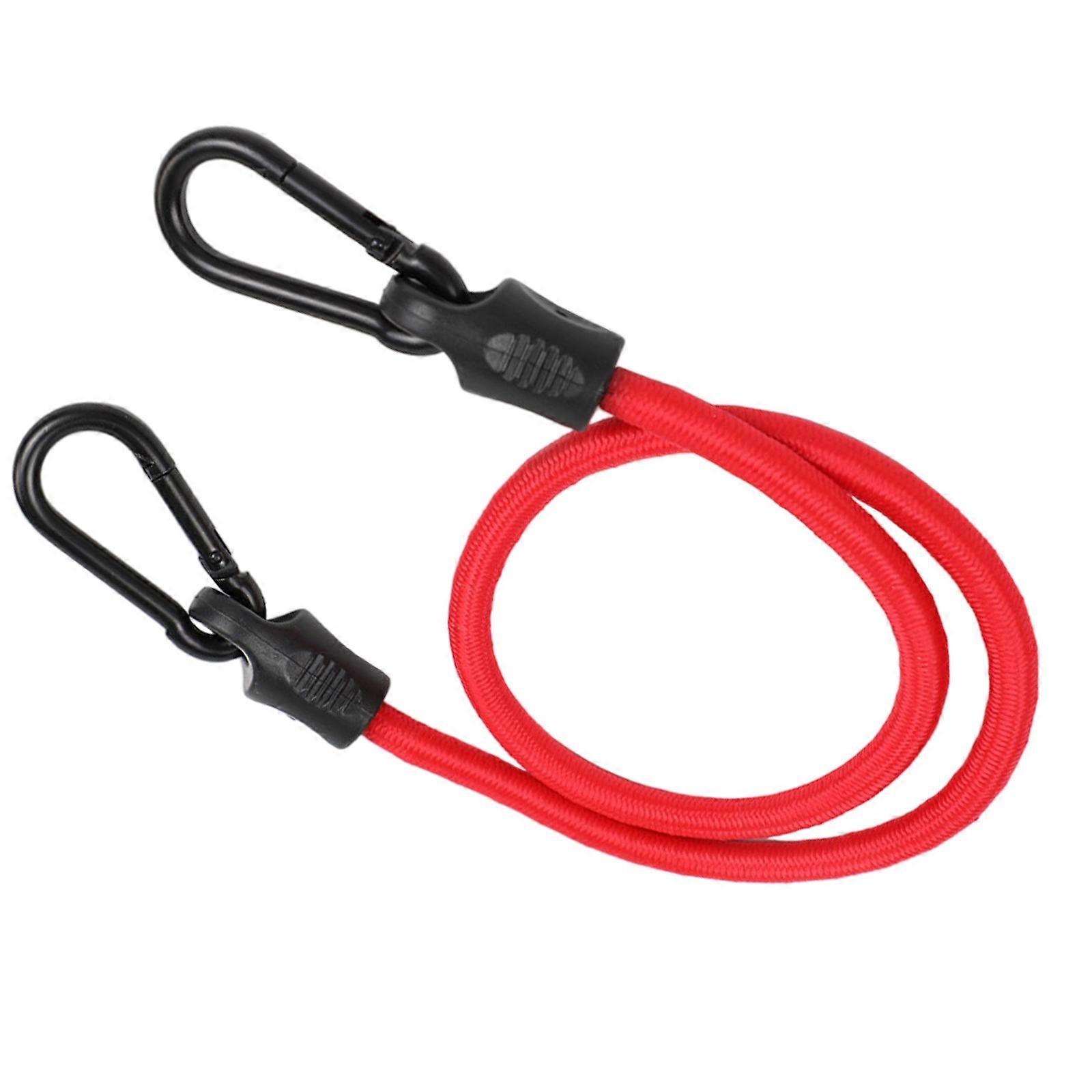 Bungee Cord with Carabiner, Cycling Luggage Packing Tension Rope, Elastics Bungee Strap with Carabiner Hook for Camping  Red