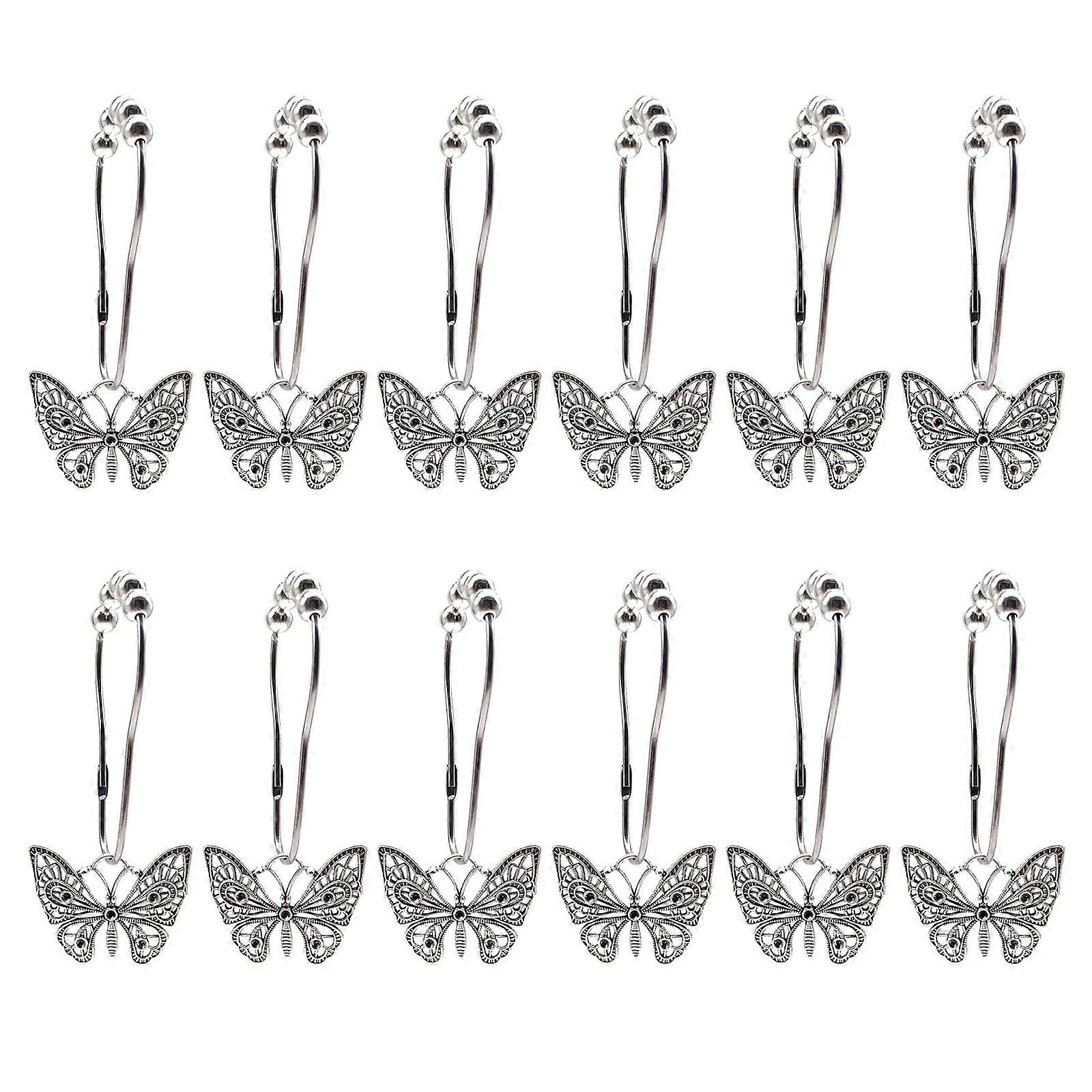 Elegant Butterfly Shape Bath Curtain Hook Alloy Materials Corrosions Proof Roller Mechanism Easy Mounting Multicolor