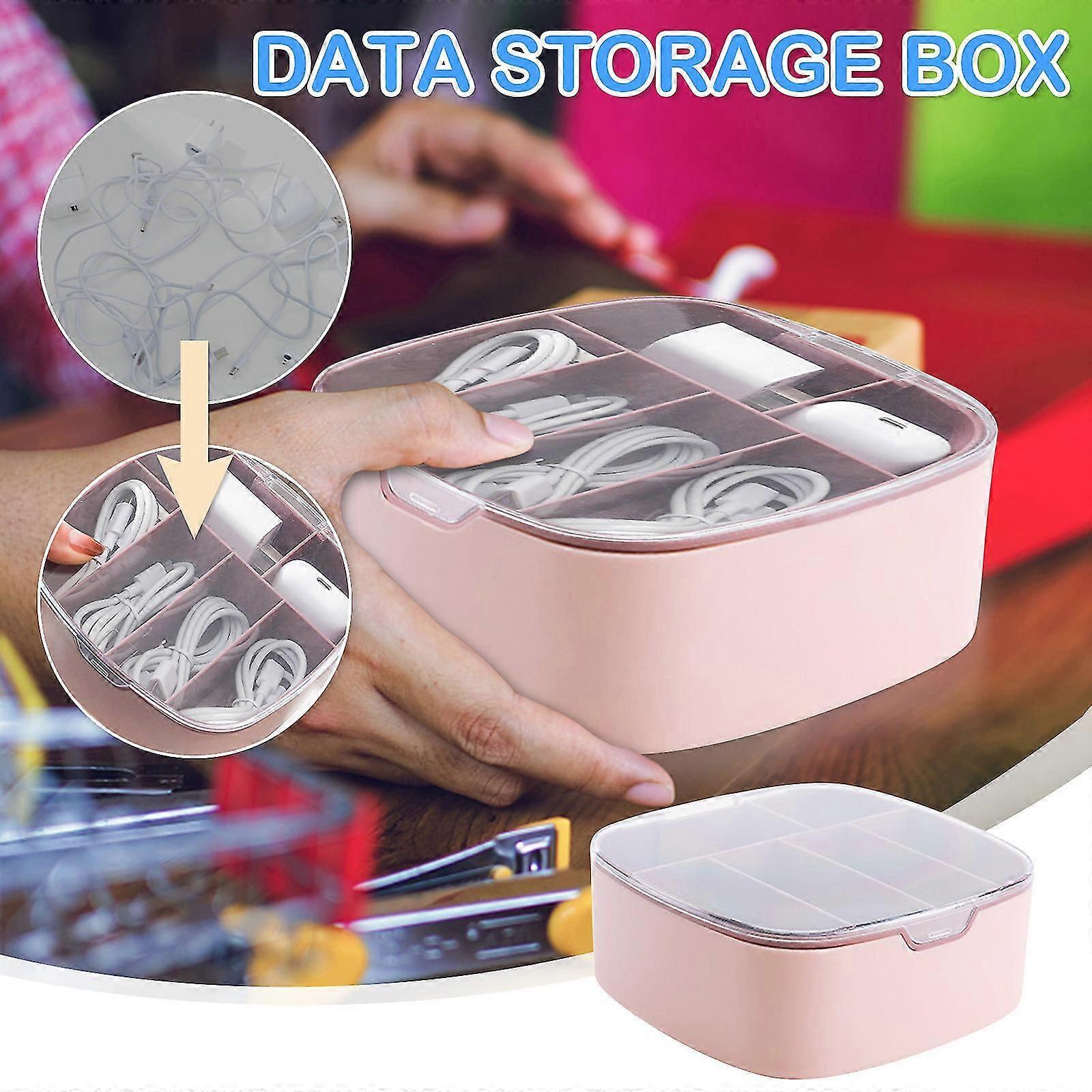 Proof Data Cable Storage Box With Cover Flip 6-cell Charging Head Data Cable Storage Box