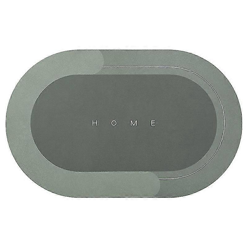 Exsha Tappetini per moquette ad assorbimento d'acqua e asciugatura rapida per bagni con piedini antiscivolo Verde ovale 40*60cm