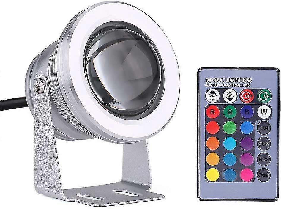 Pool Source Led Lamp Remote Control Underwater Light Color Change Aquarium Pool Lights (silver Shell Rgb) 10 W