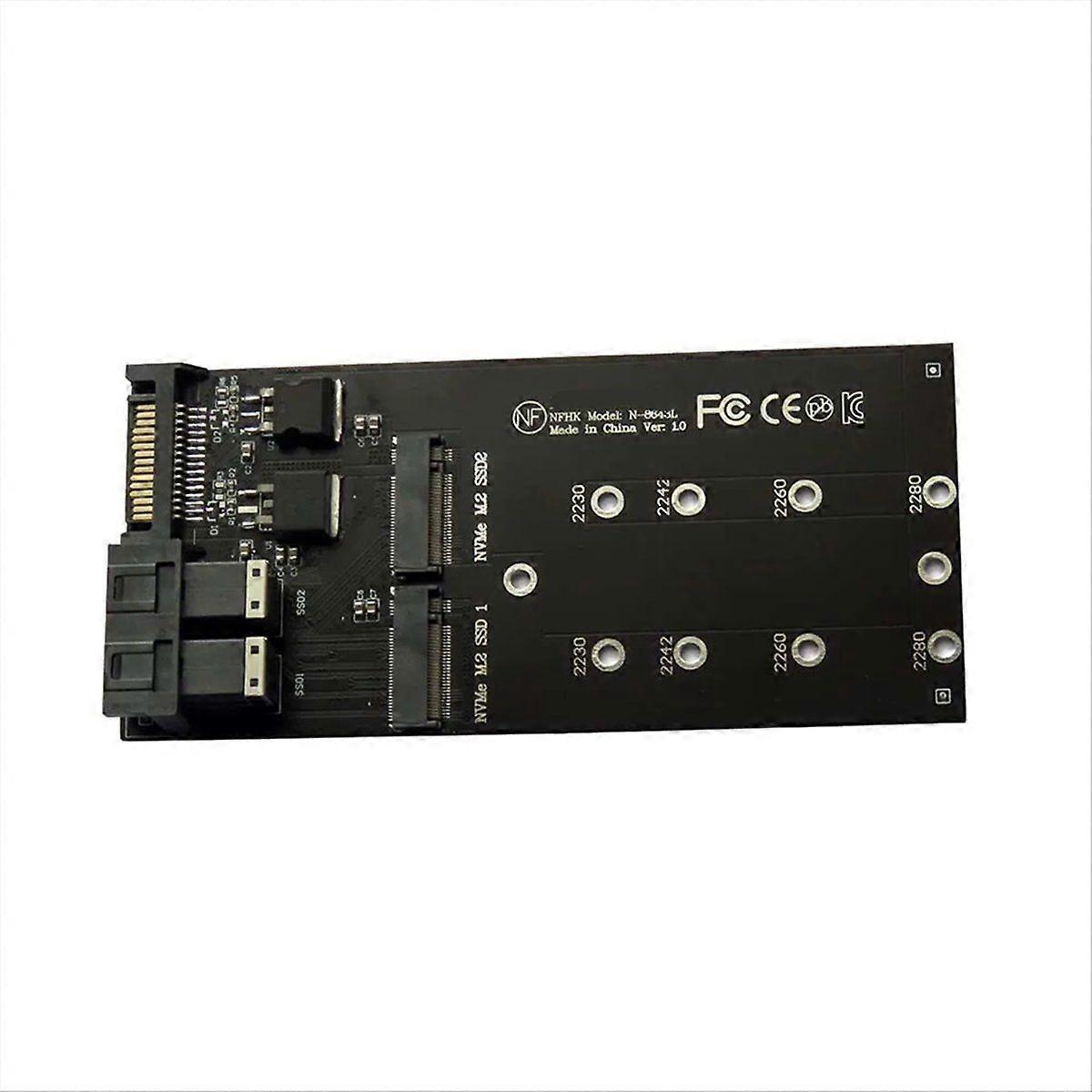 2 Port SFF-8643 U.2 to NVMe M.2 NGFF SSD Convert Card Adapter Dual M-Key NVME M2