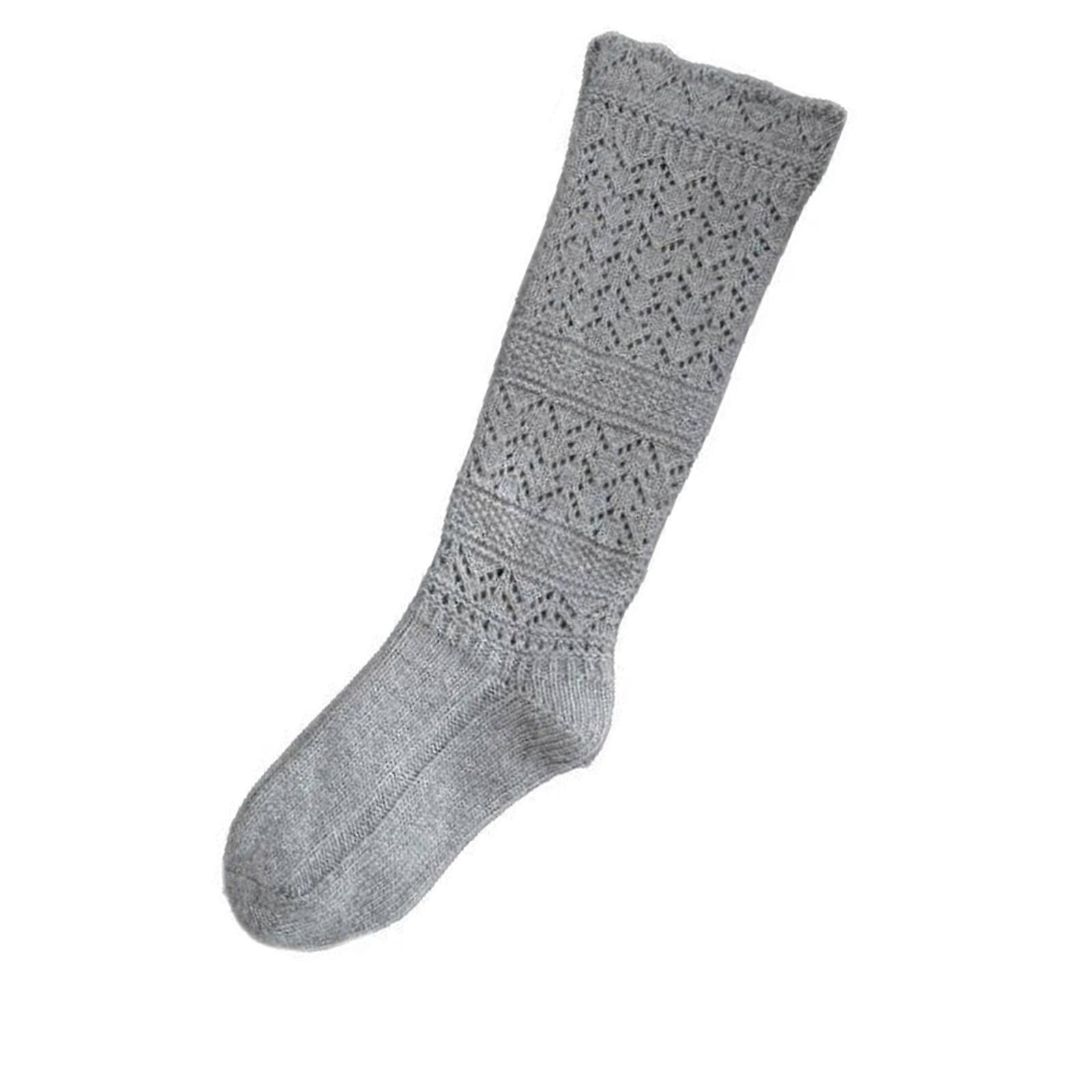 Maillard Weave Intermediate Calf Hot Socks For Women Soft Stretchable Stackable Design Fall Winter Casual Fashion  Gray Universal code